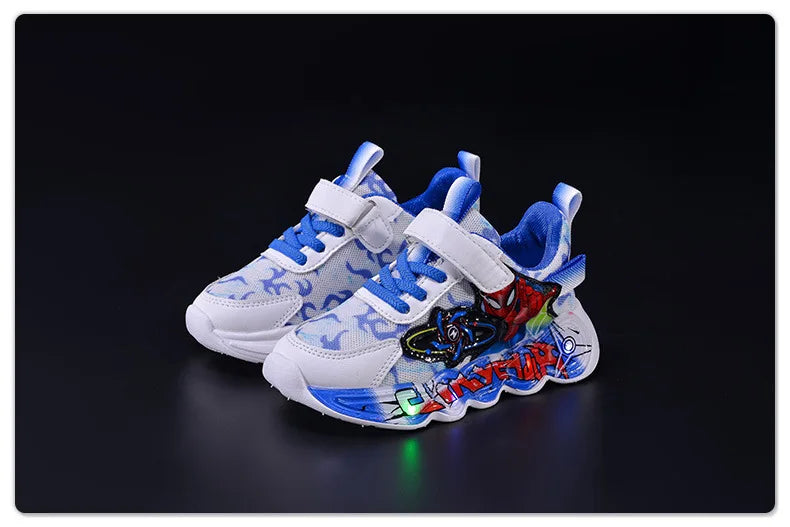 Disney Spider-Man Boys LED Light Up Sneakers  Red/Blue Kids Anti-Slip Outdoor Shoes Spring All-Day Comfort Size 21-31