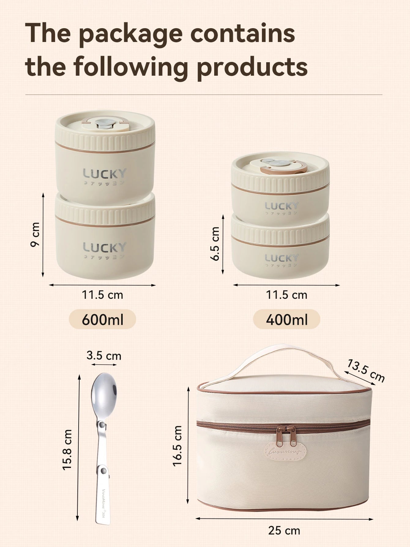 WORTHBUY Bento Lunch Box Set, Portable Keep Warm Lunch Container With Insulated Bag, 18/8 Stainless Steel Thermal Food Container