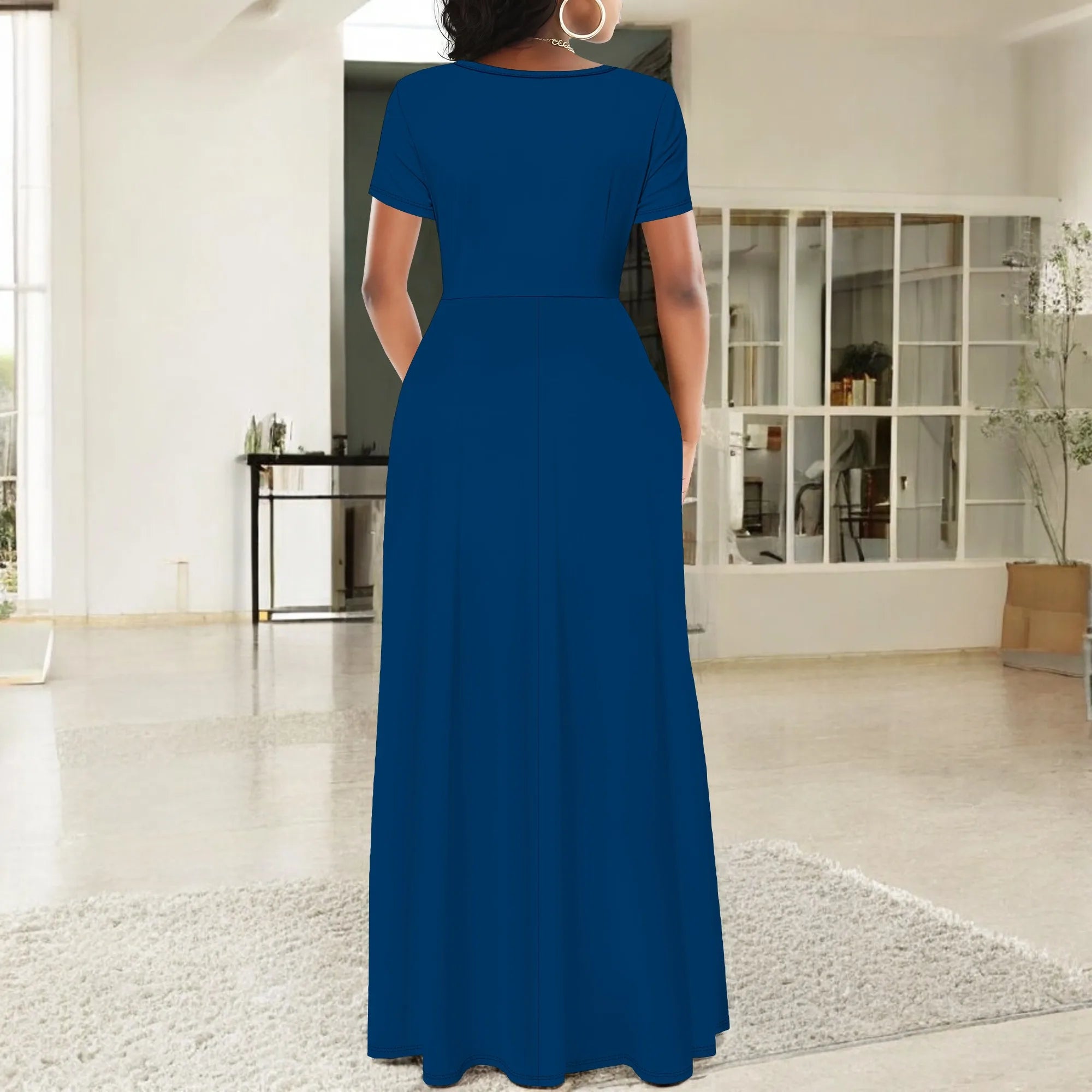 Women's Summer Short Sleeve A-Line Midi Dresses Casual T-Shirt Dresses Flowy Beach Sundress with Pockets