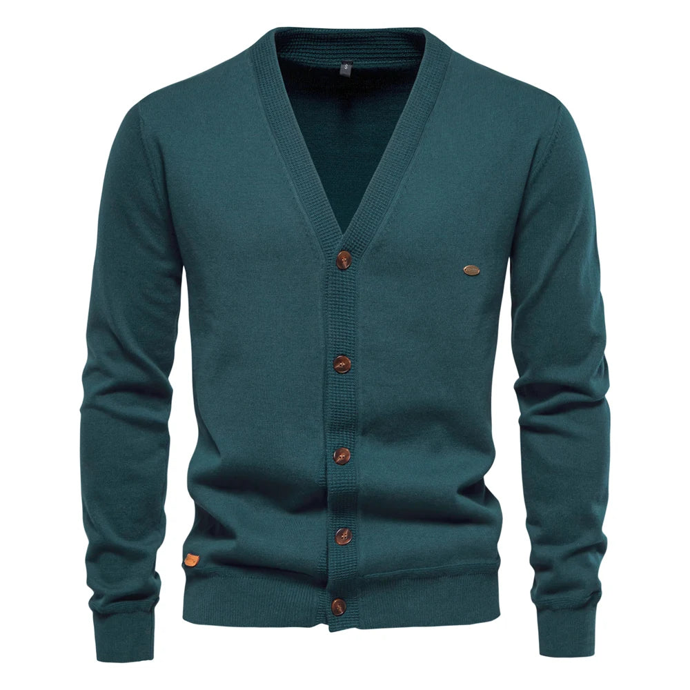 Men's Autumn Cotton Cardigan Sweater Casual Single Breasted Solid Colour High Quality Cotton Sweater For Men