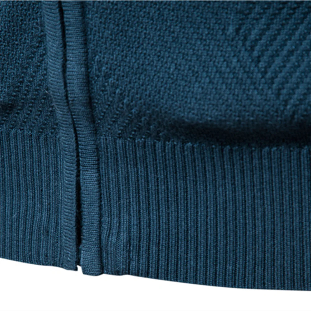 Men's Argyle Solid Colour Cardigan Casual Quality Zipper Cotton Winter Sweaters Basic Cardigans for Men