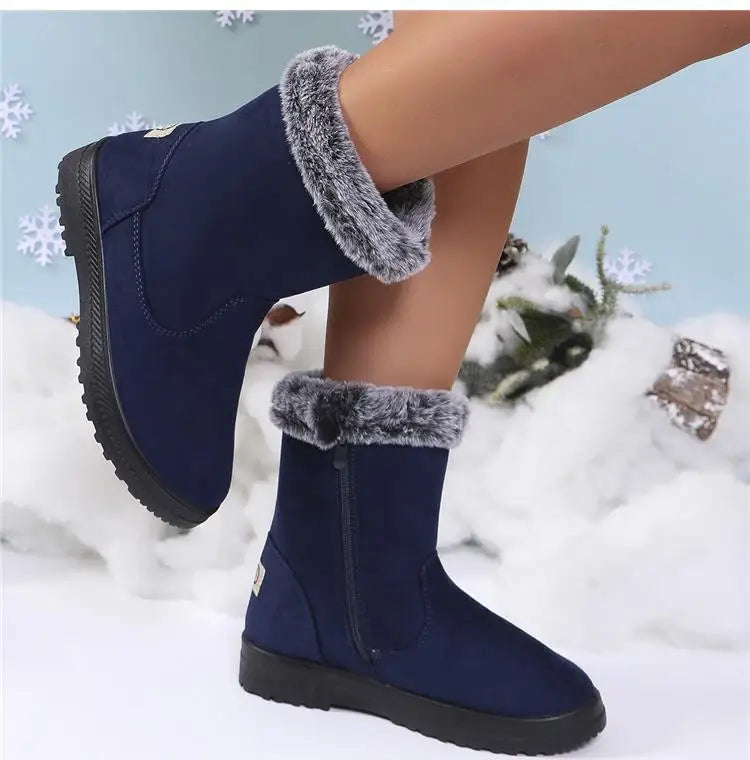 Winterlaarzen voor dames 2025 Trendschoenen Dames Platform Damesschoenen Platte Halfhoge Laarzen Platform Winterlaarzen voor dames Botas Mujer