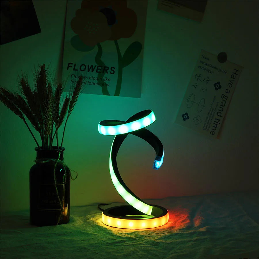 1PC Romantic Rainbow Creative Desk Lamp, USB - 36 Modes Rainbow Running Light for Bedroom Atmosphere Lamp Night Light, Suitable