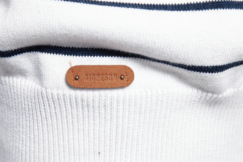 Men's O-neck Cotton Pullover Sweater Striped Casual Autumn and Winter High Quality Knitted Sweaters for Men