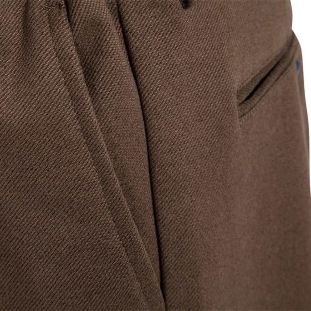 Men's Thermal Pants Solid Colour Winter Warm Casual Trousers Elastic Waist with Drawstring Slim Fit Zipper Pants