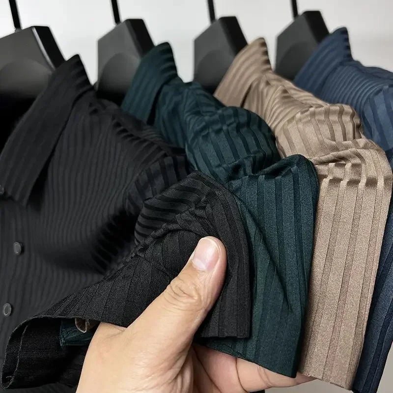 Men's Ice Silk Summer Polo Shirt, Lapel, Hollow, Short-Sleeved, Breathable, Business Fashion T-Shirt, Male Brand Clothing