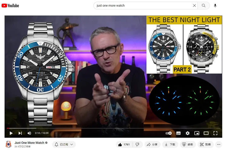 Yelang V1217 42mm Japan Eco-Drive Solar Watch Men's Watch 300M Diver Watch  30ATM Professional Waterproof  Sapphire Luminous