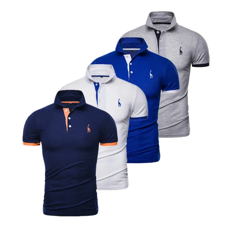 Men's 4 Pcs Embroidery Polo Shirt Casual Business Social Short Sleeve Summer Quality Slim Fit Shirts For Men
