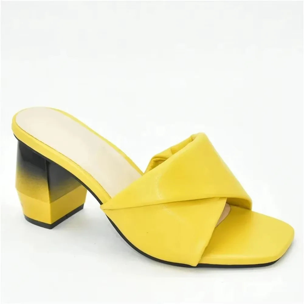 Italian Ladies Shoes Nigerian Women Shoes Pu Leather Sling Back Slipper for Party Open Toe Pumps High Heels Sexy Ladies