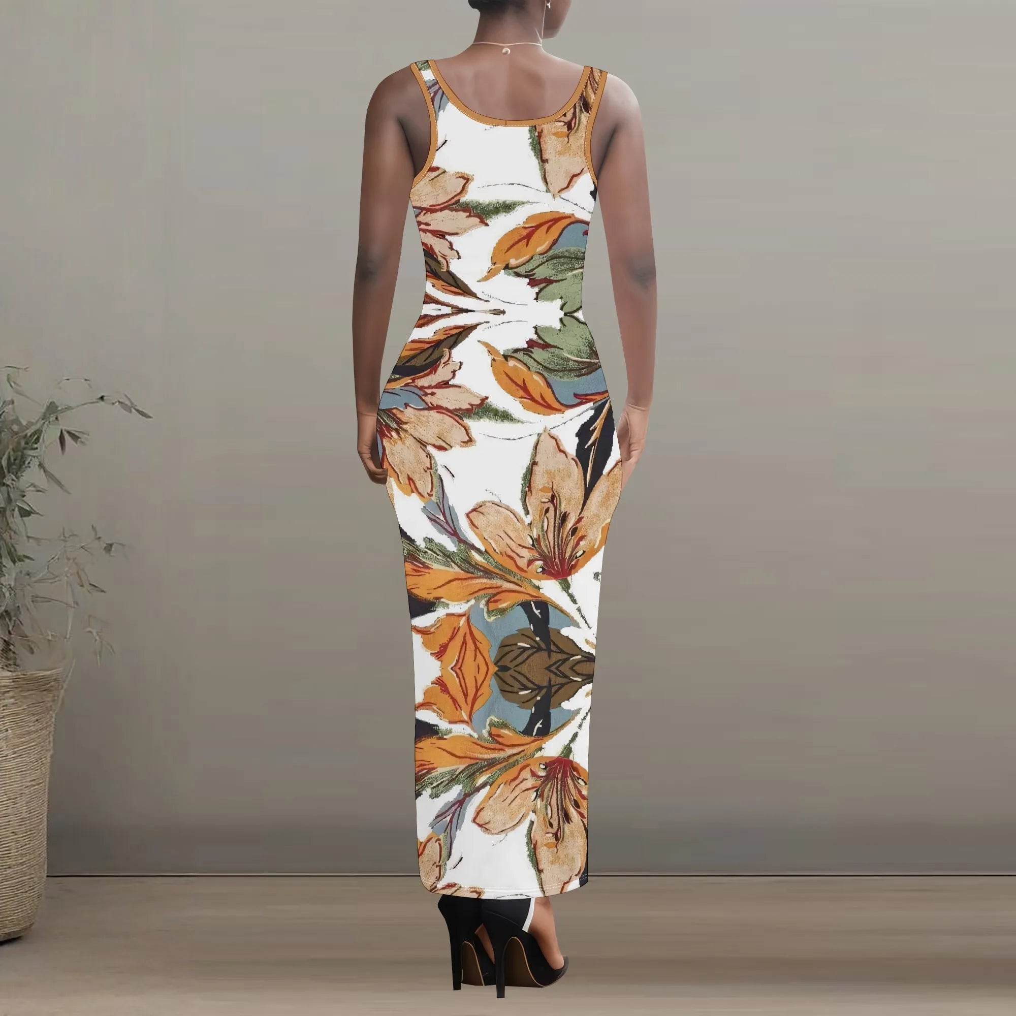 Women's Black Floral Sleeveless Printed Dress Polyester A-Line Knee Casual Summer Trendy Chic Design