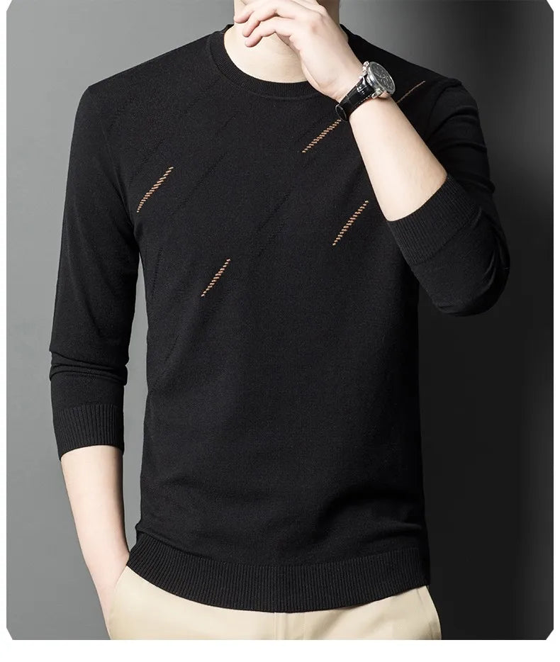 Men's High-End Woollen Designer Knitted Pullover Sweater, Casual Graphic Trendy Korean Brand, and Male Jumpers