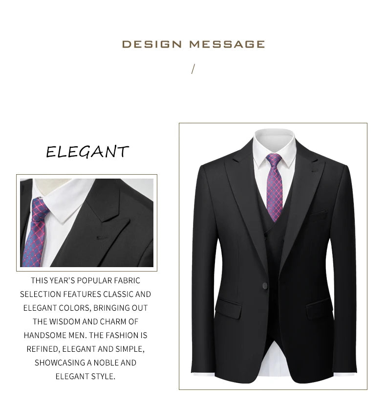 Men's Italian Business Gentleman Slim Suit, Groom Wedding Blazers, Italian Costume - Sizes M to 5XL