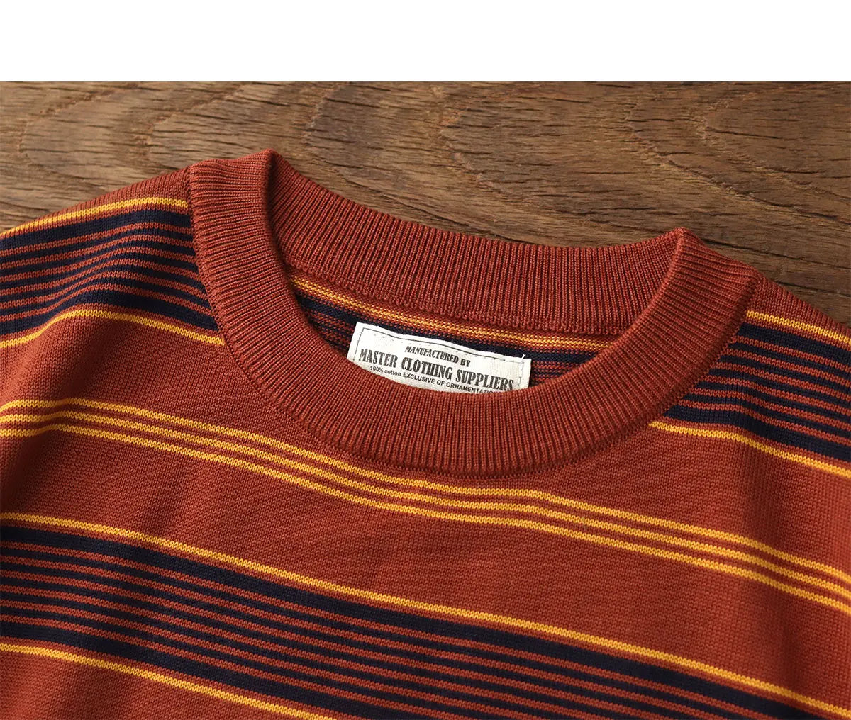 2025 Zomer Nieuwe Amerikaanse Retro 280G Korte Mouw O-hals Gebreid Gestreept T-shirt Heren Eenvoudig 100% Katoen Gewassen Casual Slim Tops