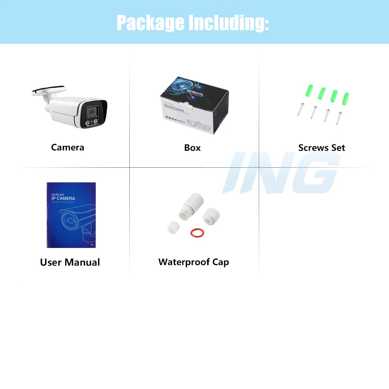 8MP Outdoor IP66 Waterproof POE 4K IP Camera UltraHD Bullet Type Metal White Security Camera Night Vision