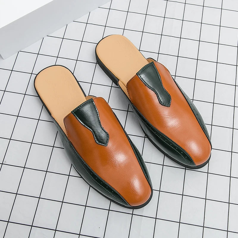 Youth Designer Summer Half Drag Shoes Breathable Men Slip-on Casual Loafers Flat Bottom Walking Slippers