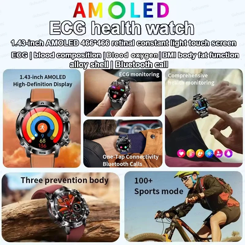 2025 Nieuwe Smart Watch Monitoring Bloeddruk Urinezuur ECG + PPG Fitness Tracker Klok Bluetooth Call Health Smartwatch Voor Mannen