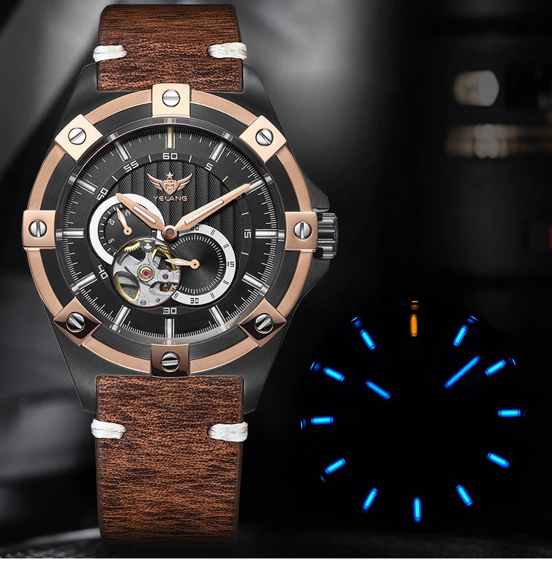 Yelang V1024 Men Brand Watches 44mm Japan Miyota 82S7 Automatic movement Luminous Men 100m Water-Resistant Watch Military Style