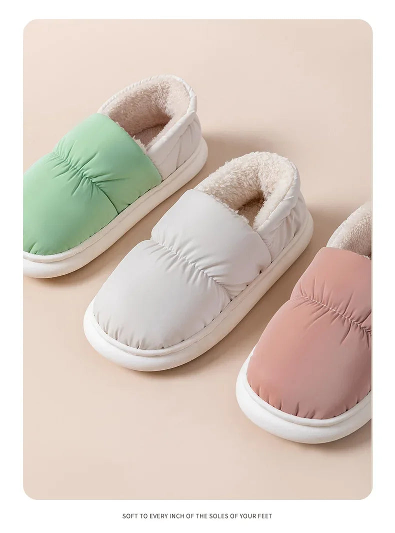 Women's Winter Warm Flat Slippers With Soft Fluffy Cosy Cotton Thick Bottom and Non-Slip Sole Suitable For Home and Outdoor Use Ladies Shoes