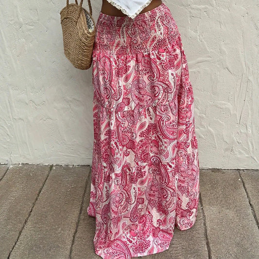 Skirts Summer Elegant Fashion Korean Retro Vintage Natural Waist A-Line Maxi Business Skirts For Women