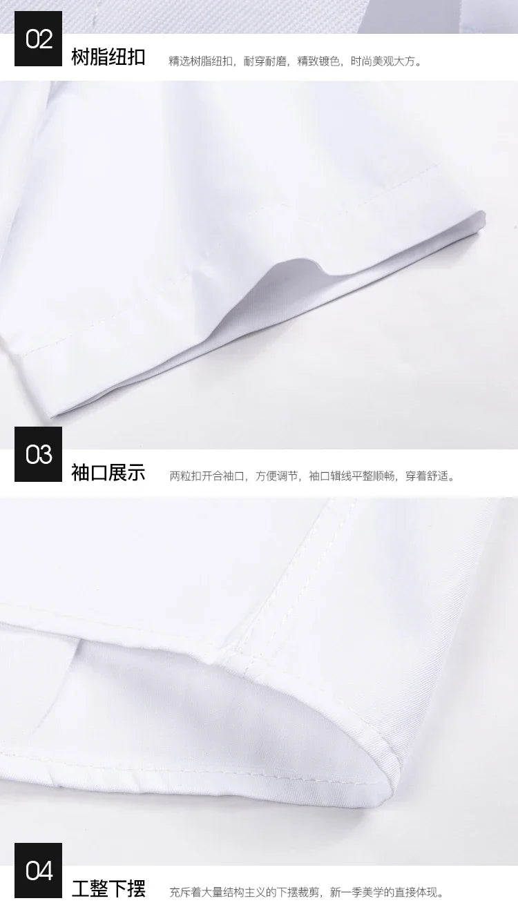 Men Short Sleeve Shirts Summer Ice Silk Light Thin Solid Business Casual Slim Fit White Shirts Classic Fashion Men Clothing