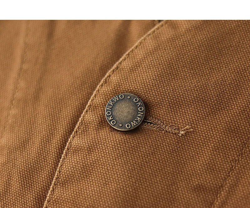 2024 Autumn New American Retro 12OZ Denim Cargo Vest Men's Simple 100% Cotton Washed Old Casual Multi-pocket Waistcoat Jacket