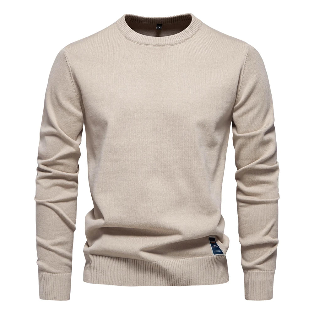 Men's Solid Cotton Crew Neck Knitted Pullover Sweaters Casual Fashion Classic Sweater for Men
