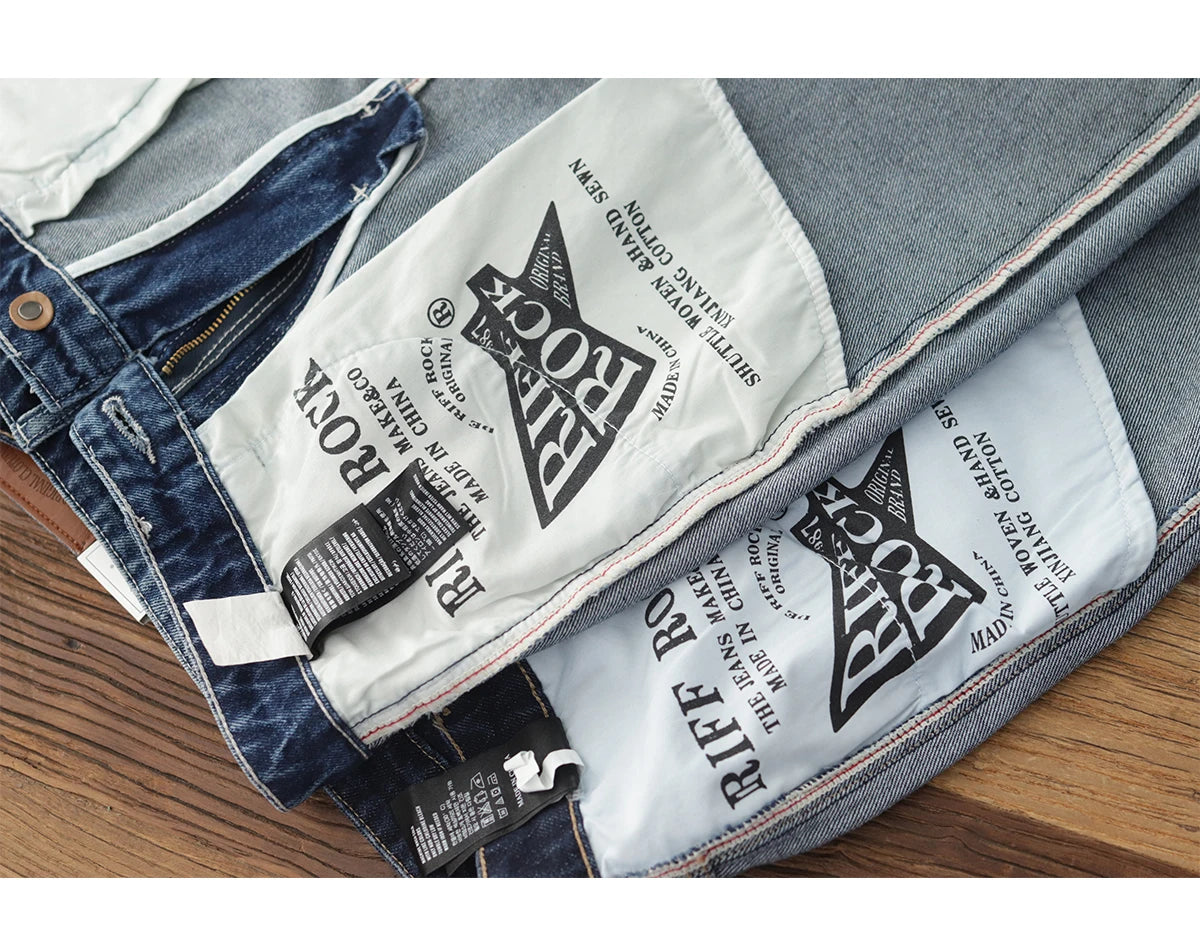 2025 Lente Nieuwe Amerikaanse Retro Primaire Kleur Denim Jeans Heren Eenvoudige 90% Katoen Gewassen Oude Casual Losse Rechte Wijde Broek