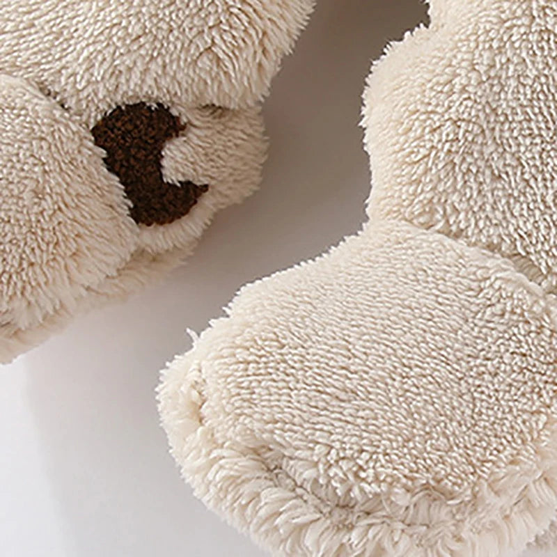 Winter New-born Warm Clothes Cotton Padded Toddler Fur Lining Hoodie Footie Jumpsuits