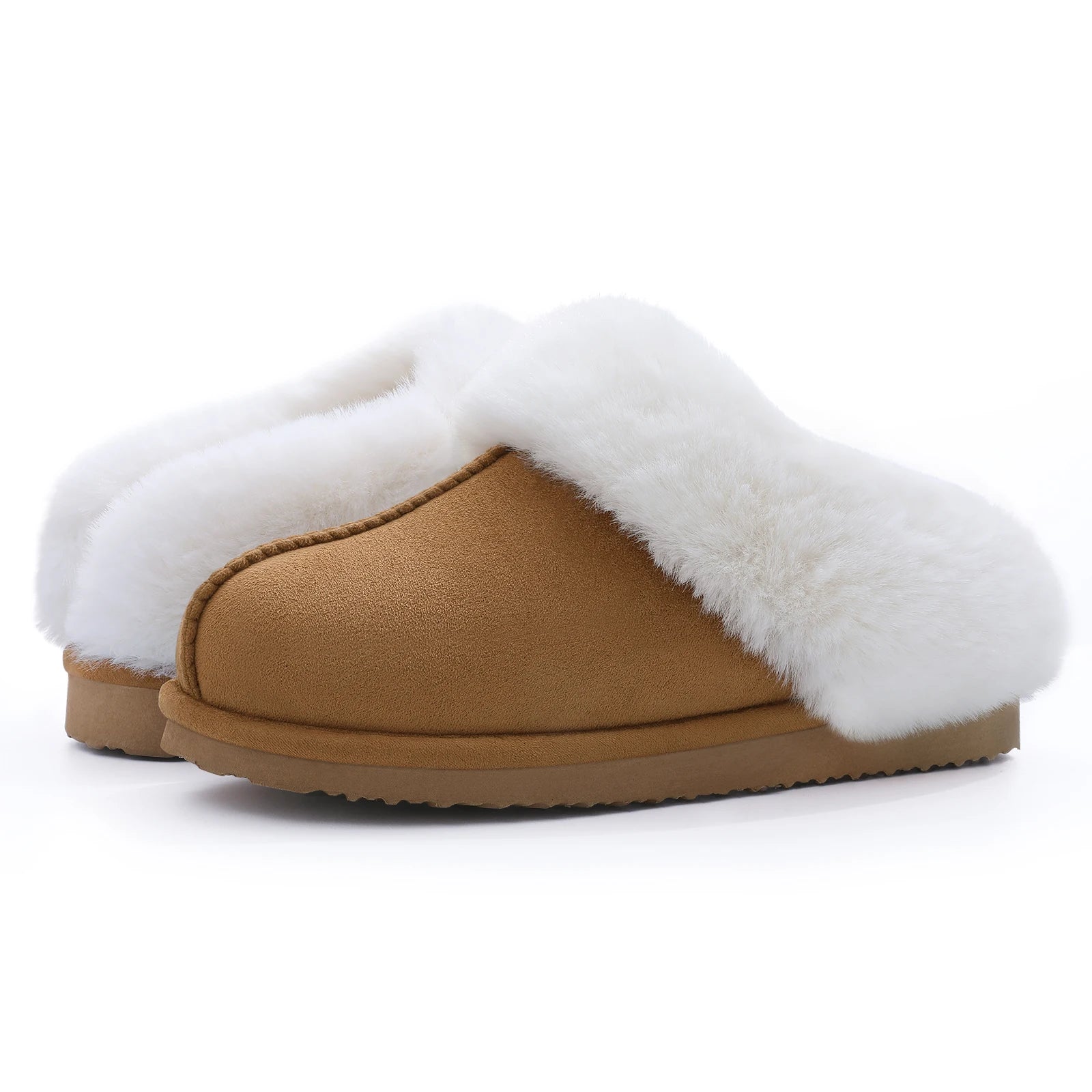 Women's Winter Warm Fluffy Faux Fur Suede Shoes For Indoor and Outdoor Use Fuzzy Slides Fur Slippers For Ladies
