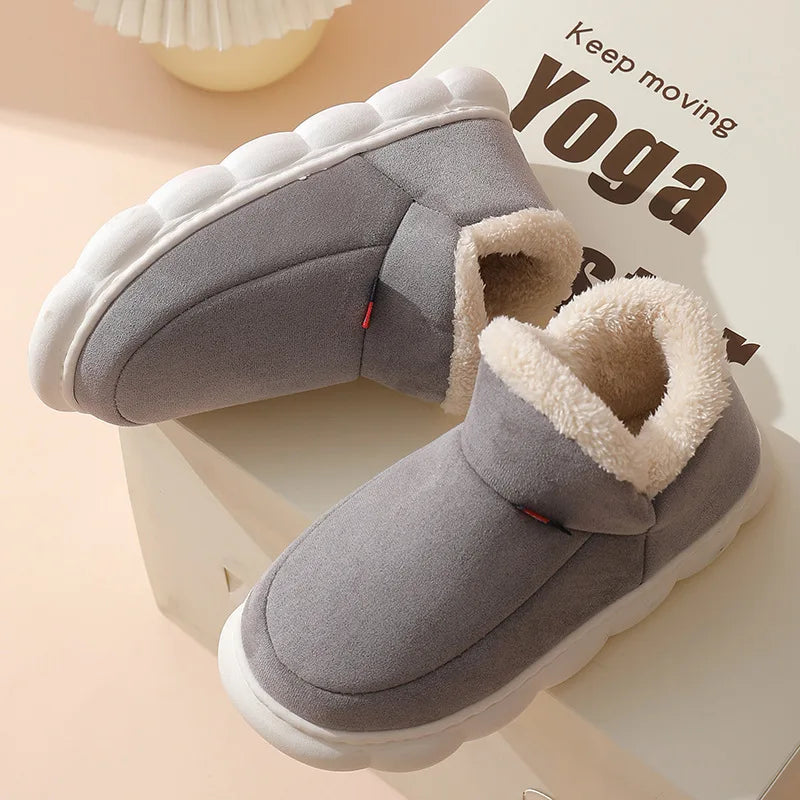 Men's Warm Fluffy Cotton Shoes Outdoor and Indoor Anti-Skid Fur Plush Male Winter Shoes With Soft Sole Fuzzy House Slippers