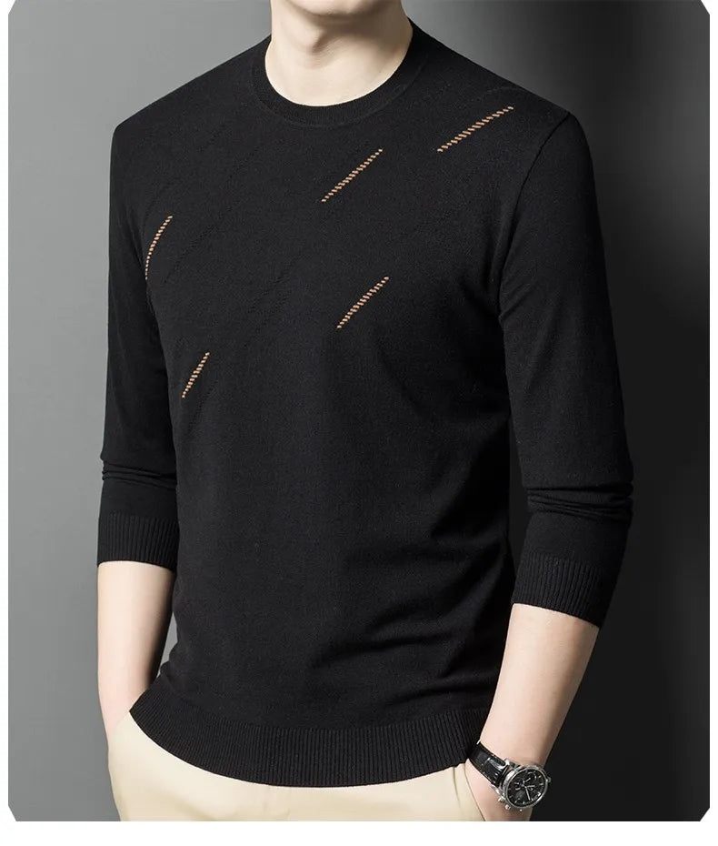 Men's High-End Woollen Designer Knitted Pullover Sweater, Casual Graphic Trendy Korean Brand, and Male Jumpers