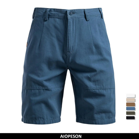 2025 Heren 5-inch Casual Shorts 100% Katoen Effen Elastische Taille Zomer Comfortabel Strand Zakelijk Sociaal Multi Kleuren