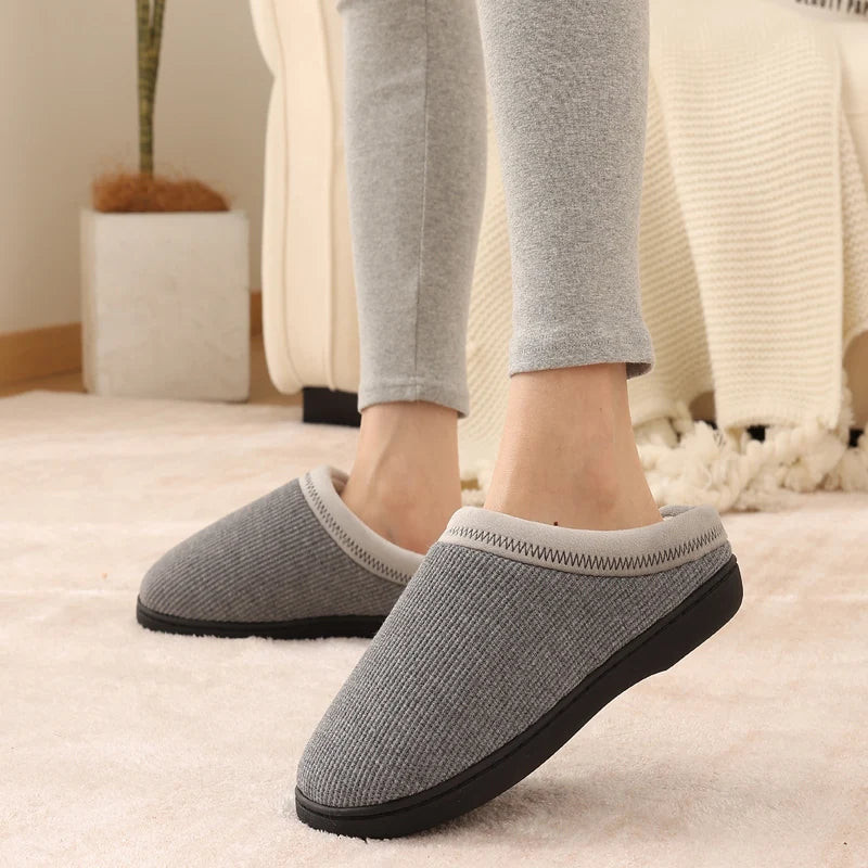 Men's Winter Warm Cotton Shoes Soft Memory Foam Casual Indoor Flat Slides Short Plush Male Fluffy Home Slippers