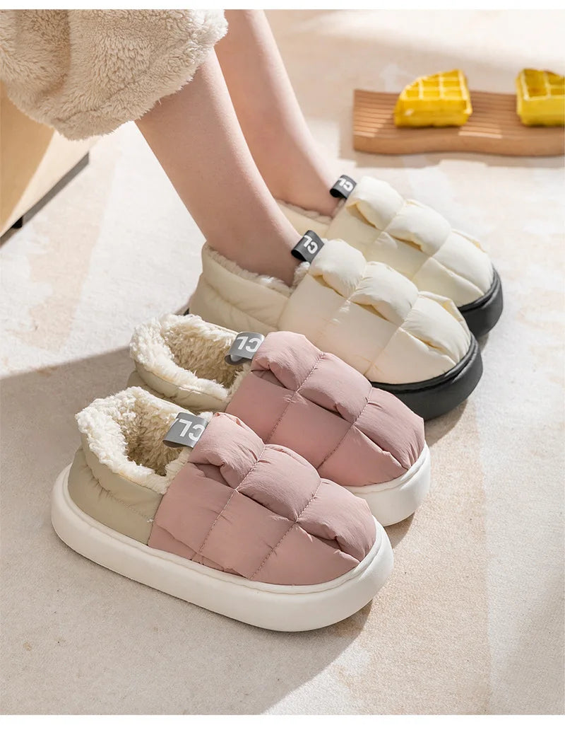 Women's Winter Warm Flat Slippers With Soft Fluffy Cosy Cotton Thick Bottom and Non-Slip Sole Suitable For Home and Outdoor Use Ladies Shoes