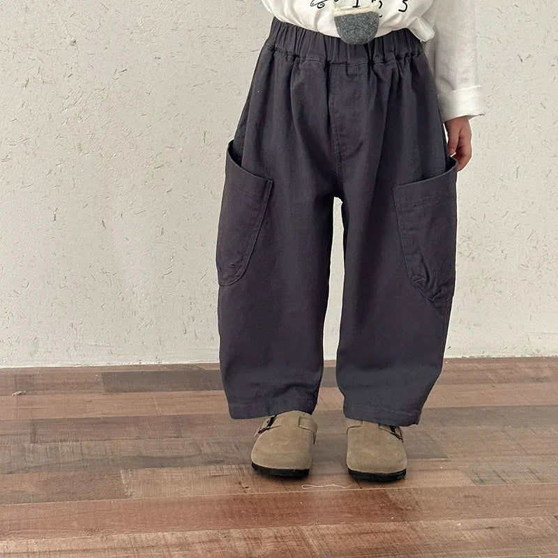 Spring Baby Children's Pants Loose Solid Colour Boys Pants Casual Girls Trousers Kid's Outdoor Pants 1-8Y Unisex