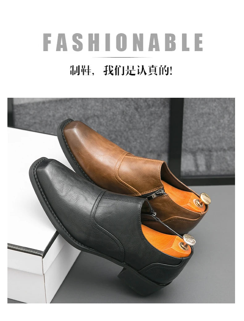 Low Heel Dress Shoes Men Fashionable Chelsea Shoes for Men Black Brown Male Business Formal Oxfords Large Size 38-46 Loafers