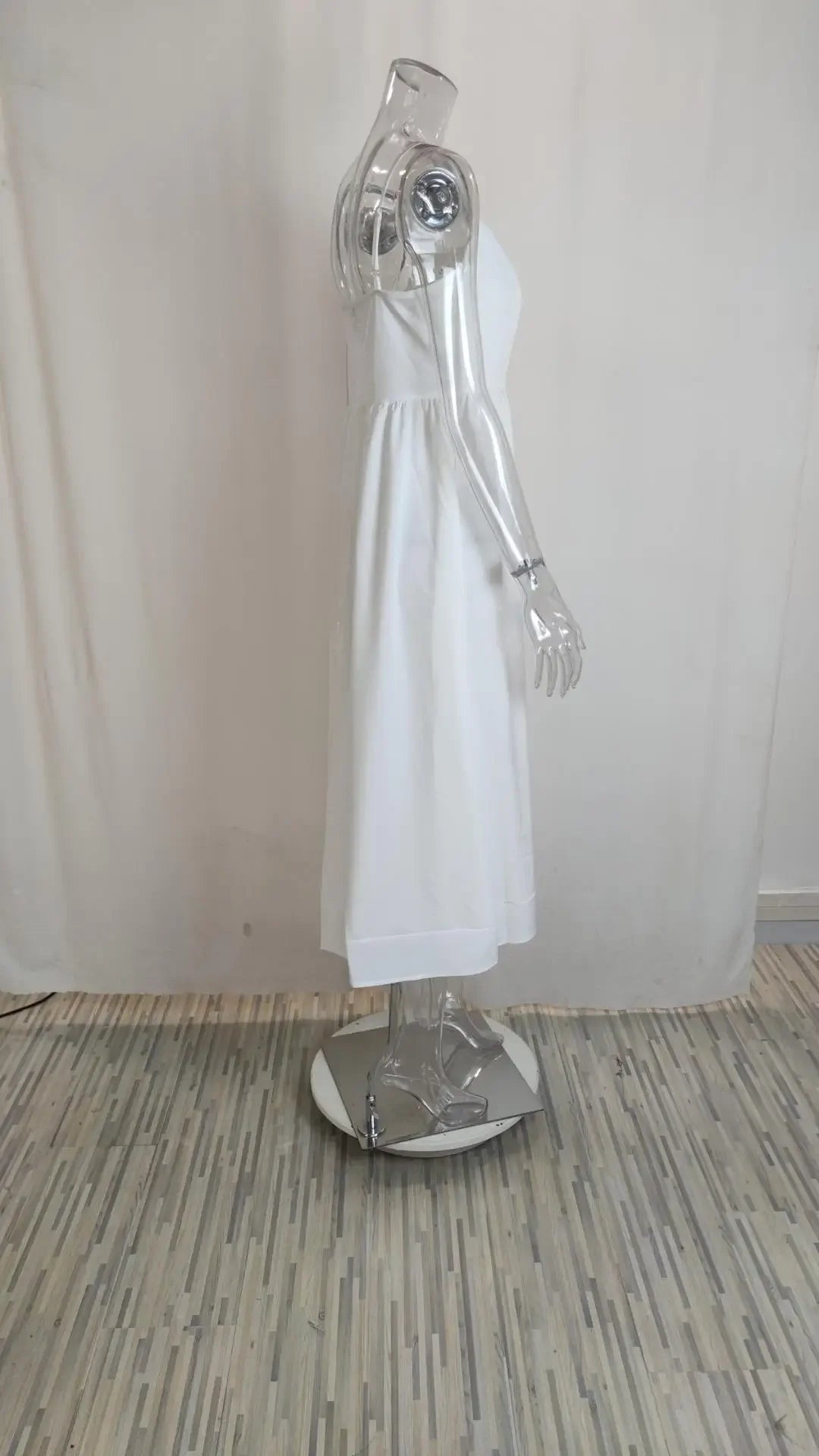 U-neck Summer Women's Dress Vintage Elegant Sleeveless Camisole Slim Pleated Sundress Loose Host A Performance Party Long Dress