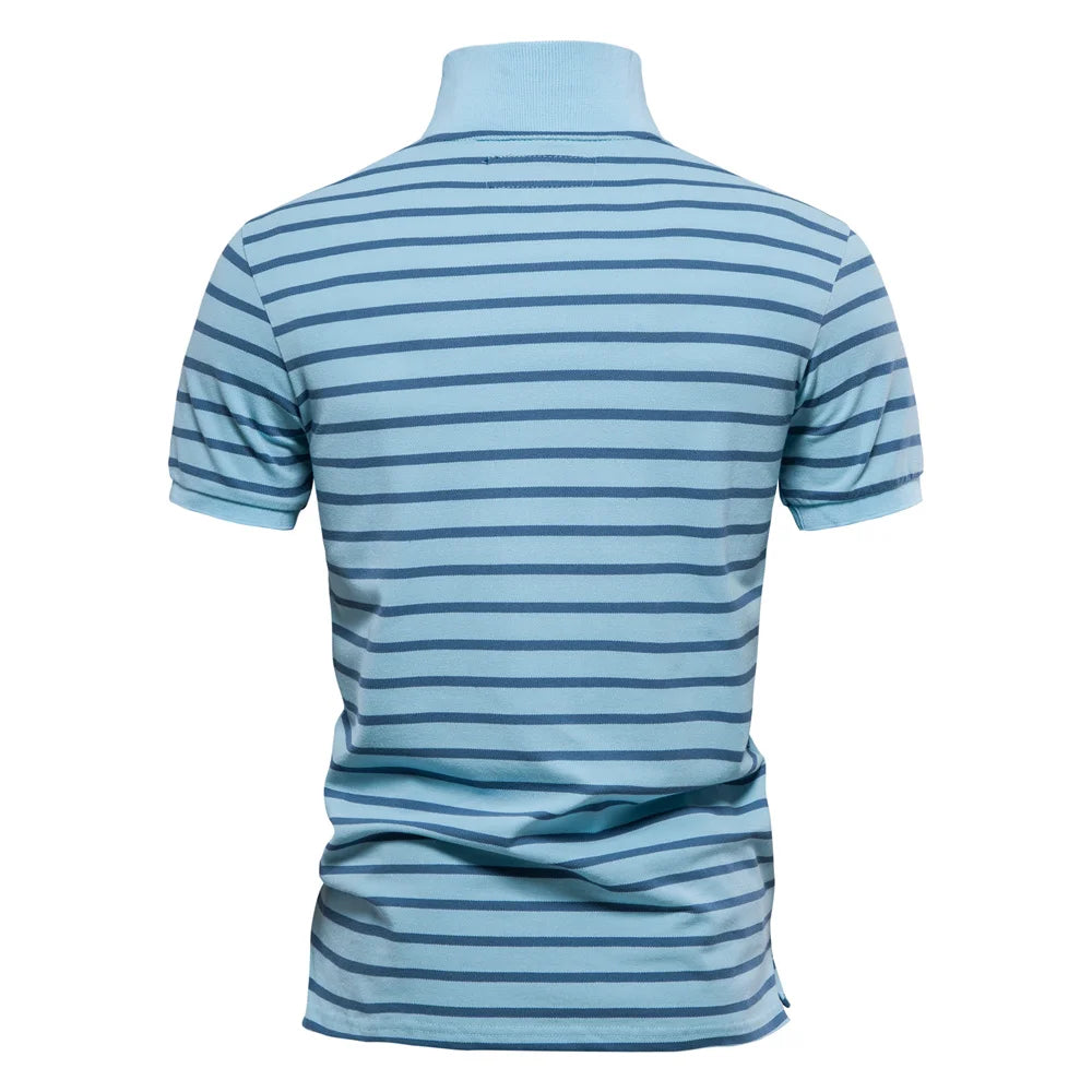 Cotton Embroidery Men's Polo Shirts Casual Striped Short-sleeved Polo Shirts for Men New Summer Polos Men Clothing