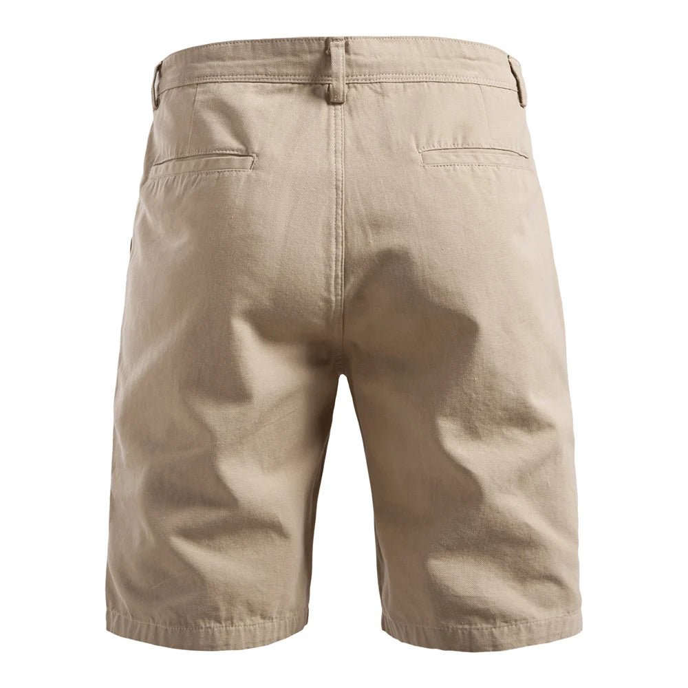 2025 Men's 5-Inch Casual Shorts 100% Cotton Solid Elastic Waist Summer Comfy Beach Business Social Multi Colours