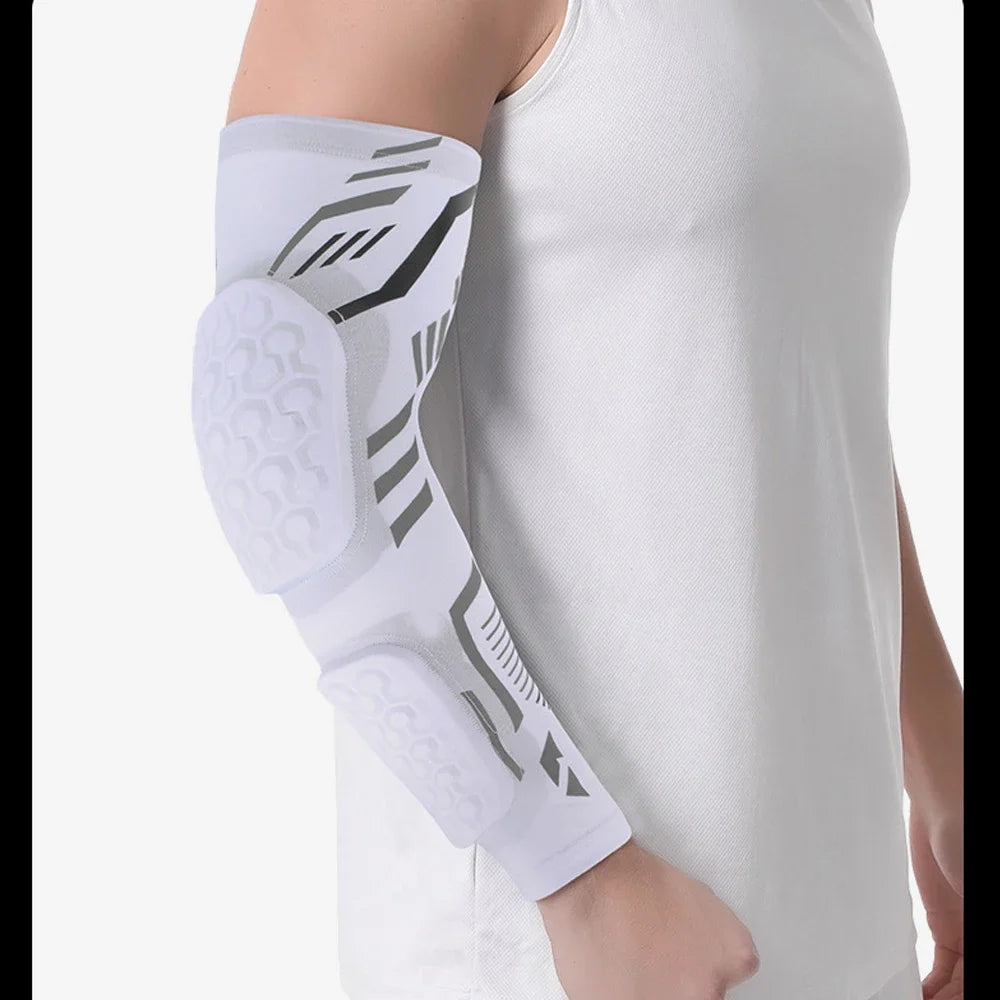 Sports Anti-Collision Padded Arm Sleeves For Protection of Elbow and Forearm During Sports - Honeycomb Pads For Men & Women