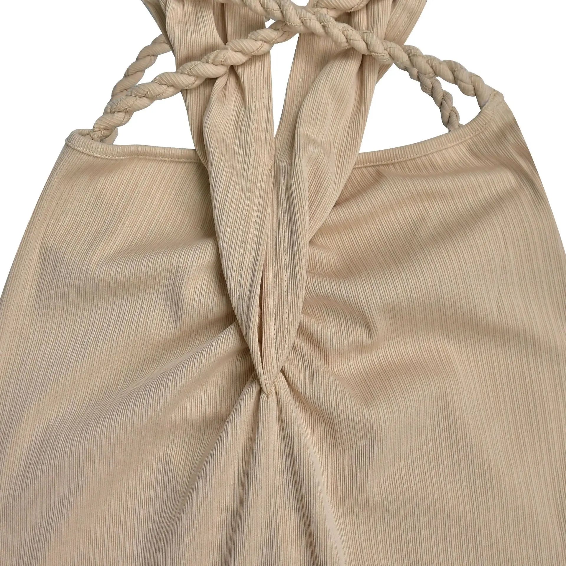 Bohemen gebreide dames maxi-jurk 2025 zomer halter vetersluiting rugloze split schede vestidos strandvakantie gewaad