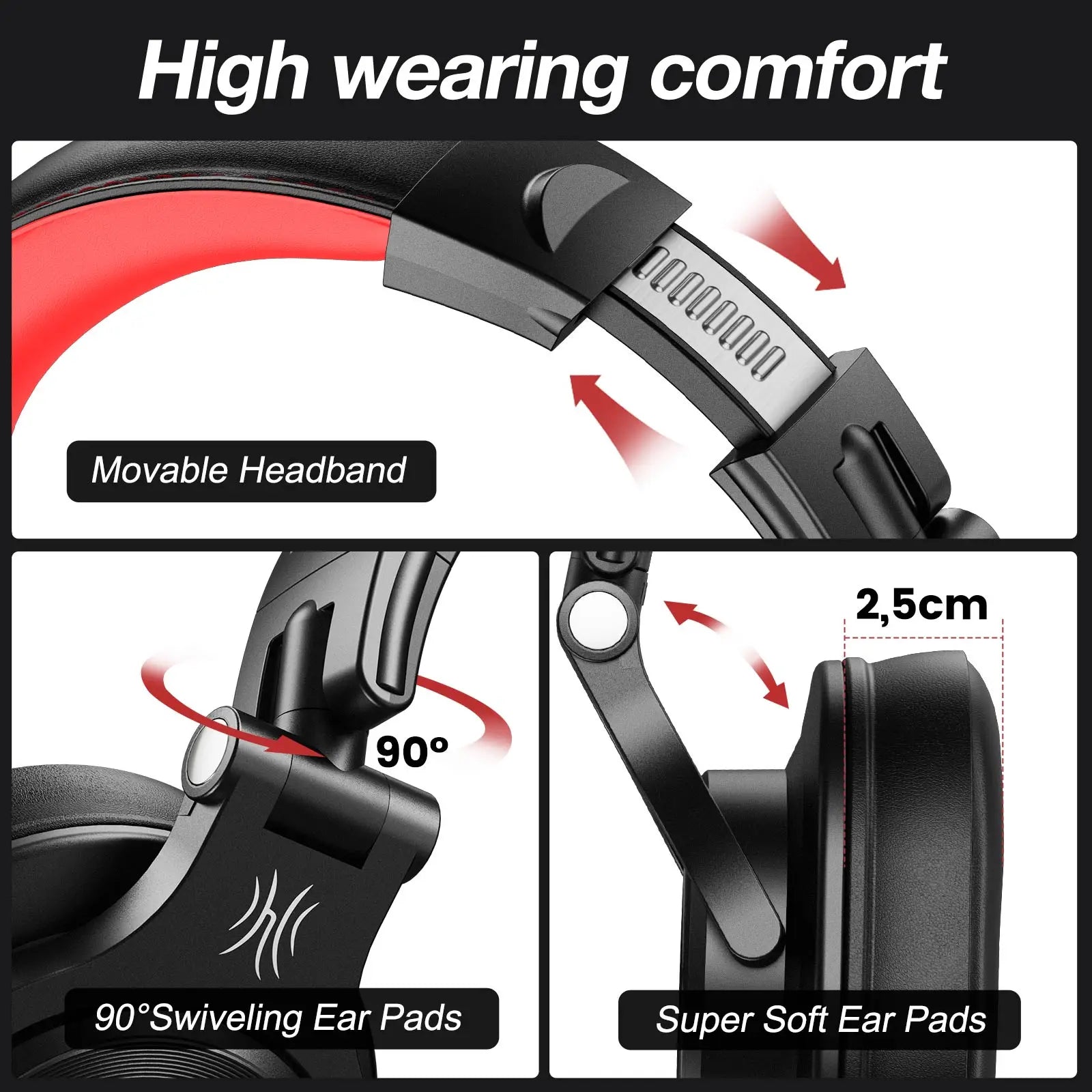 Oneodio Fusion A70 Wireless Bluetooth Headphones Bluetooth 5.2 Headphones Hi-Res Audio Over Ear 72H Playtime Professional Stud