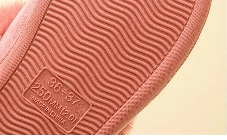 Women's Winter Warm House Fuzzy Slippers Couple Indoor Anti-Skid Plush Lined Bedroom Slides Fluffy Cotton Shoes For Ladies