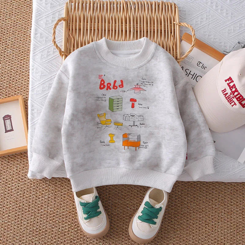 New Autumn Children Sweatshirt Set Sweet Cartoon Boys Hoodie + Sweatpants Kids 2PCS Printing Casual Suit 1-5T Unisex