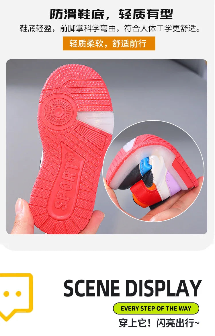 Disney meisjes casual sneakers PU leer Mickey Mouse LED-lichtgevende kindersneakers - 1-6 jaar oud Sport casual schoenen