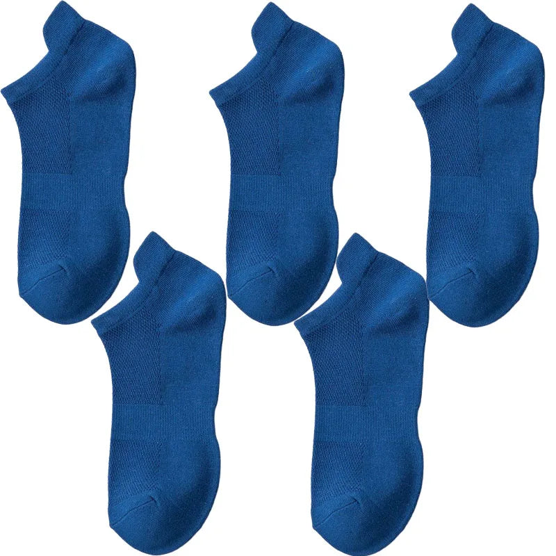 5 Pairs Summer Men's Cotton Short Mesh Harajuku Comfortable Solid Colour Casual Ankle Socks Male Net Sneaker Socks