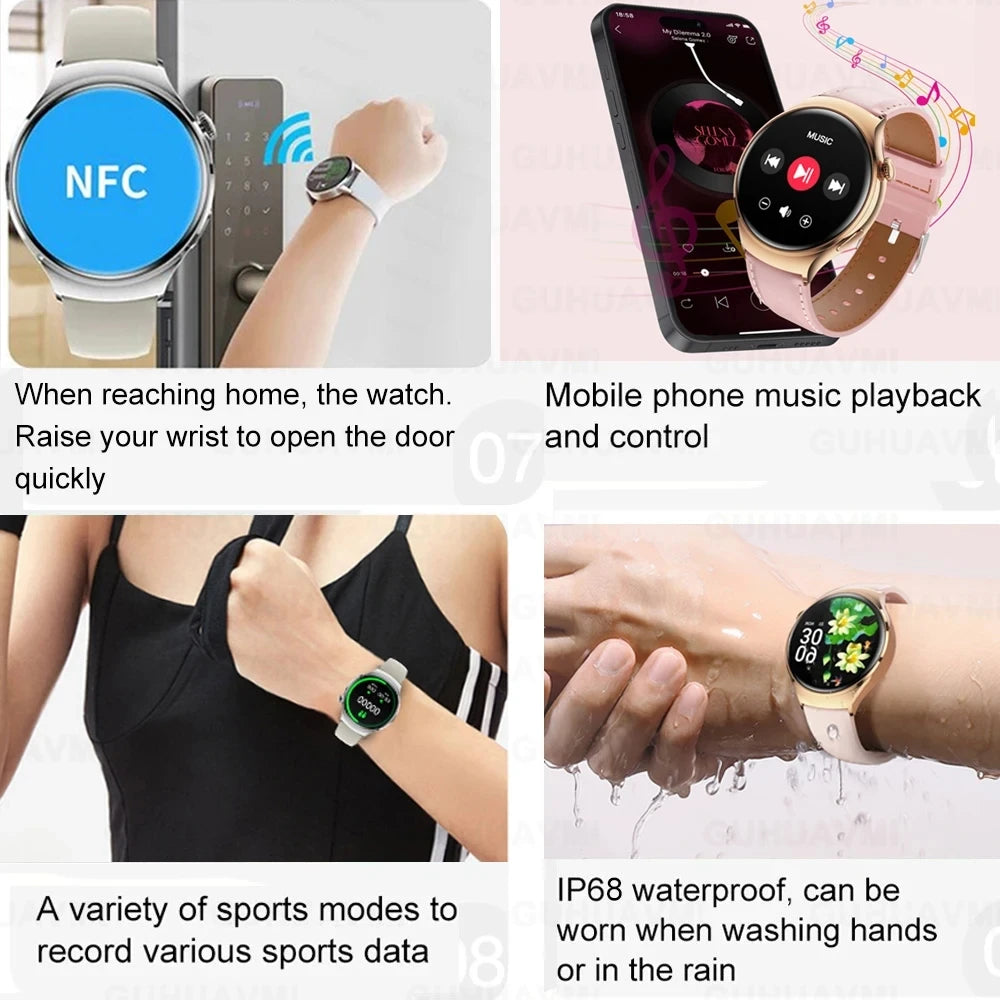 2025 New Lady's Fashion Smart Watch AMOLED HD Screen GPS Sport Heart Rate Bluetooth Call Waterproof Outdoor Smartwatch For Women