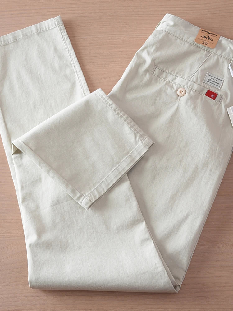2025 Zomer Nieuwe Amerikaanse Retro Dunne Micro-Elastische Casual Broek Heren Eenvoudige 97% Katoenen Slim CHINO Business Rechte Broek