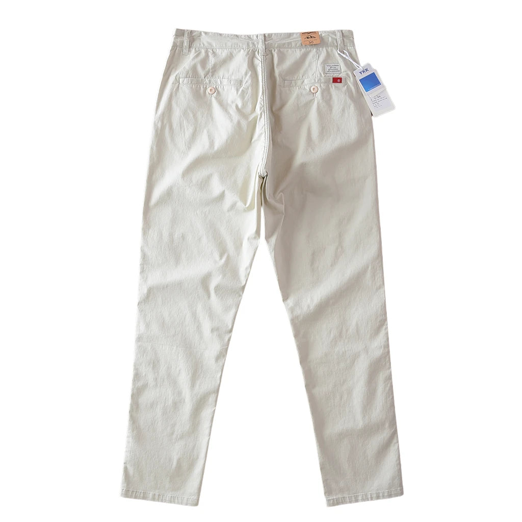 2025 Zomer Nieuwe Amerikaanse Retro Dunne Micro-Elastische Casual Broek Heren Eenvoudige 97% Katoenen Slim CHINO Business Rechte Broek