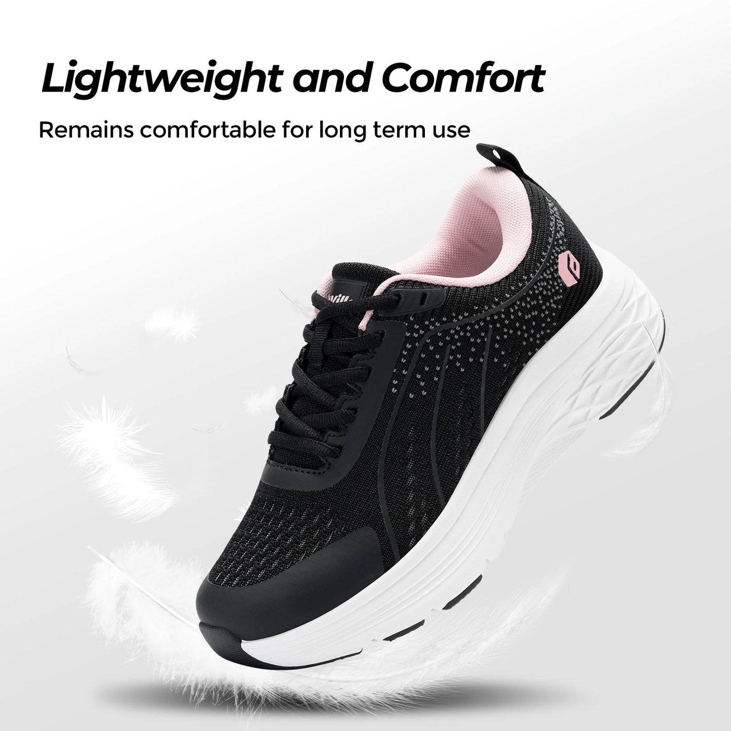 Damesschoenen met brede breedte, lichtgewicht sneakers voor dames met brede breedte voor platvoeten, verlichting van hielpijn en plantaire fasciitis
